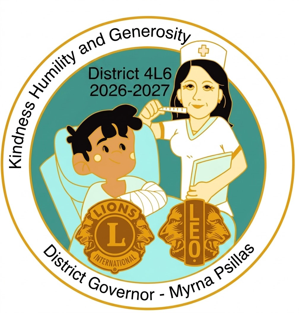 District Governor Myrna Psillas 2026–2027 logo featuring the theme Kindness, Humility and Generosity